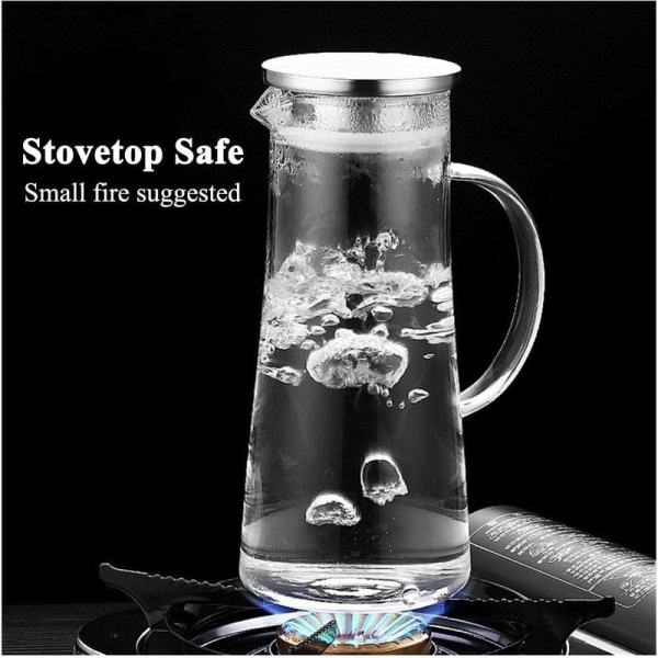 1,5 liters glaskaraff med lock, kanna för iste, vattenkanna, varm och kall
