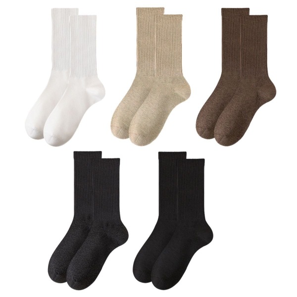 5 par høstsokker for kvinner, reisesokker, casual sokker, blandede farger, 1 KLB