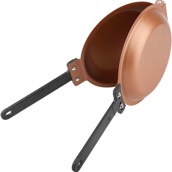 Dubbelsidig stekpanna, non-stick belagd, hopfällbar, för stekta ägg,