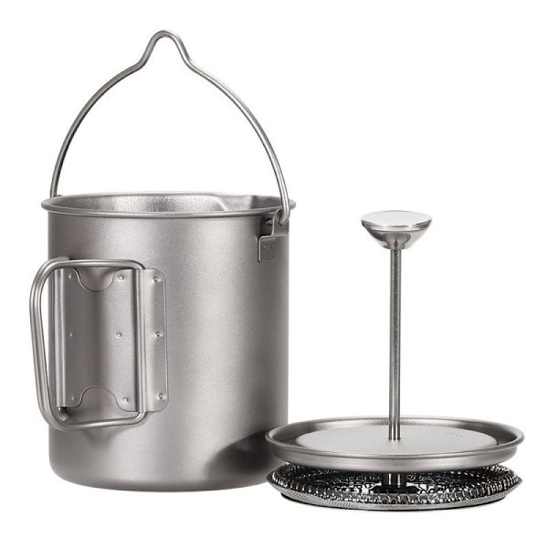 Bestargot Camping Titanium Pot Mug Cup Outdoor, 750ml max French Press