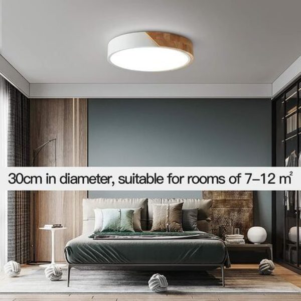 LuFun LED-taklamper, moderne hvite tretaklamper, runde tretaklamper, 24W, Ø30cm, 6500K kald hvit [Energiklasse A++]