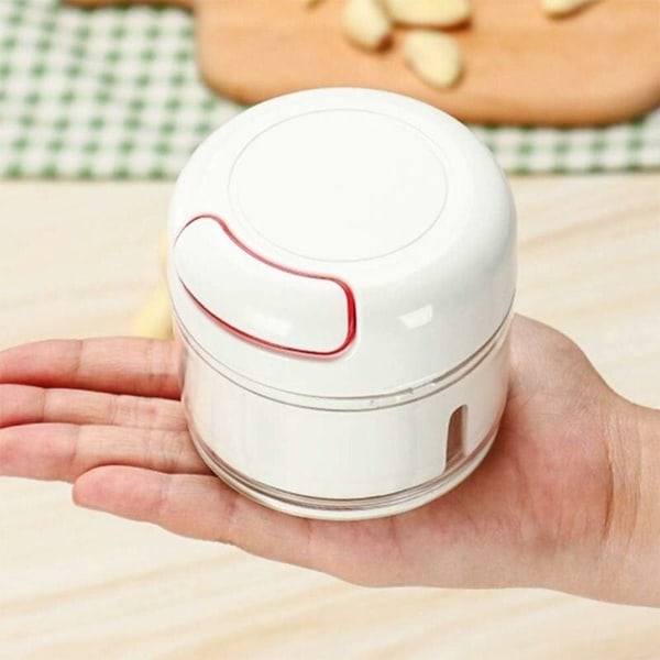Minigrinder för vitlök - Manuell hackare, 170 ml, vit