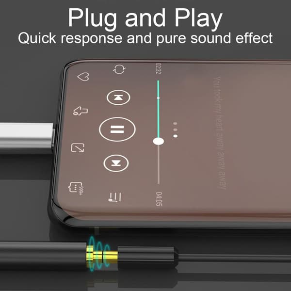 USB C til 3,5 mm lydadapter flettet type C han til hovedtelefon grå