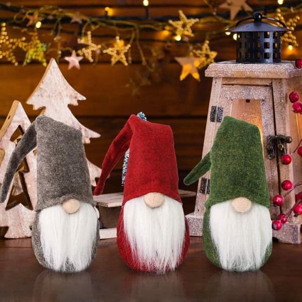 Jule nisse julepynt, 3 ansigtsløse håndlavede KLB
