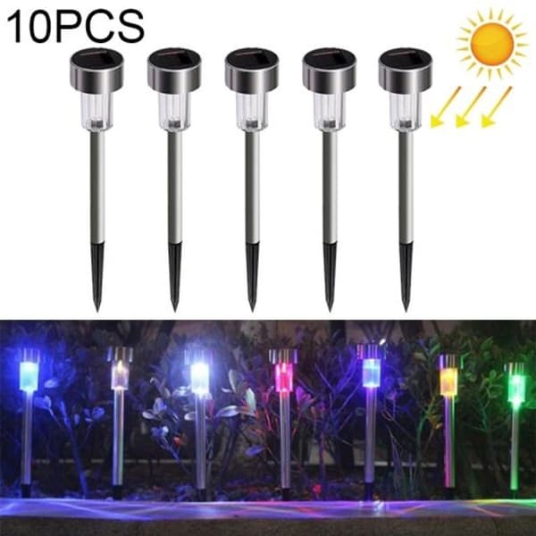 10 stk. Rustfrit Stål Solcelle Have Lamper Udendørs Belysning LED Jord Stik Have Lamper