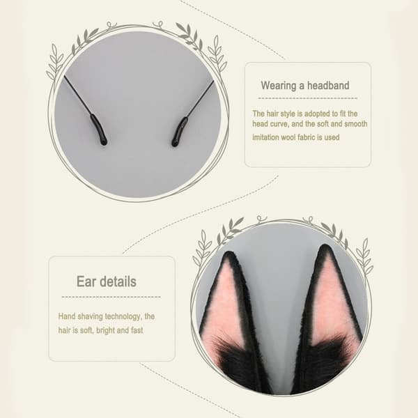 Fox Wolf Cat Dog Ears Hodebånd Hodebånd Halloween Kostymefest Hodeplagg KLB
