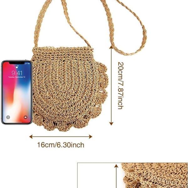 Retro Svampehoved Casual Halm Messenger Strandtaske