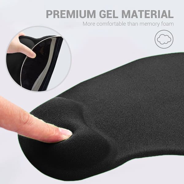 Gel Musematte, Håndleddsstøtte, Kontormusematte, Håndstøtte, Gel Svart