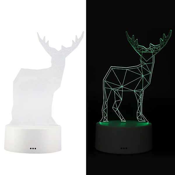 3D Elgmønster Natlys Akryl Panel Lampe Base + USB KLB