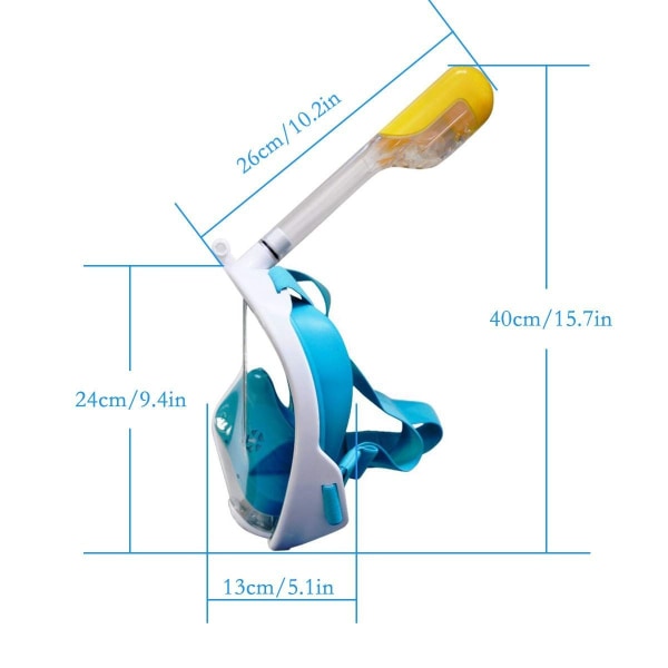 Snorkelmaske fuld maske, 180 graders vision dykkermasker