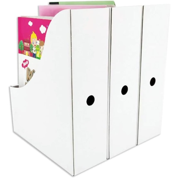 Magasinstativ (12 pakker, hvit) - filholder, skrivebordsfilorganisering, dokumentoppbevaringsboks, med etiketter