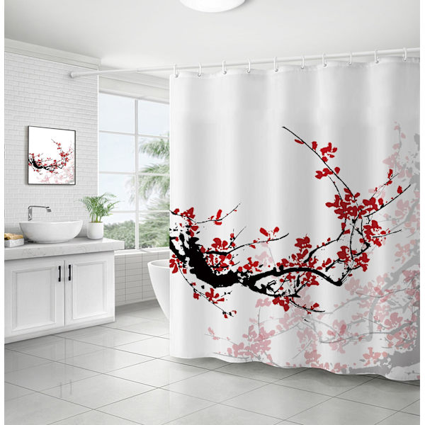 Luonnon suihkuverho, 180 cm x 180 cm, taidetyyliset linnut -