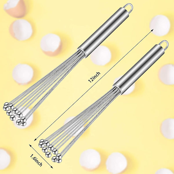 2-pack rostfria ballongvispar i rostfritt stål, köksvispset för matlagning, blandning, vispning, vispning, omrörning (12 tum)