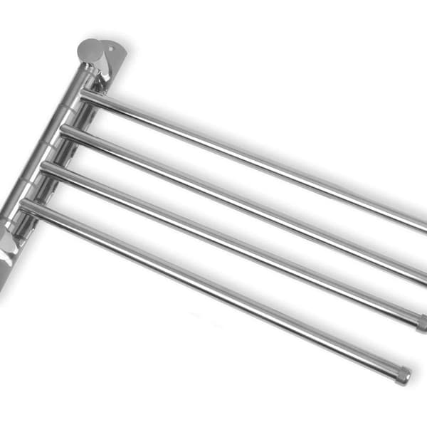 Rustfrit håndklædestang i rustfrit stål til badeværelset, drejelig 4-armet håndklædestang til vægmontering 33CM