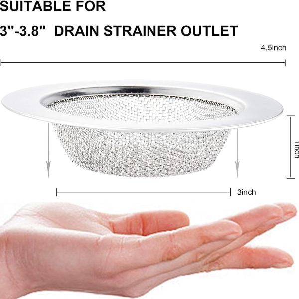 2-pack avloppssil, rostfritt stål, diskhossil, pipfilter, pluggfilter