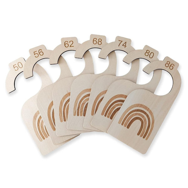 VaJa Baby Wooden Size Separator, 7 Clothing Sizes, 50-86, Wardrobe Sorting by