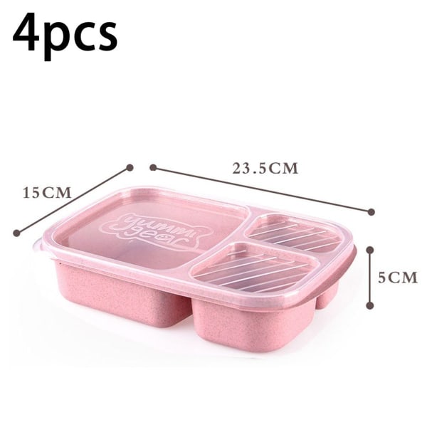 Lunchlåda med fack för måltidsförberedelse för barn, plast, rosa