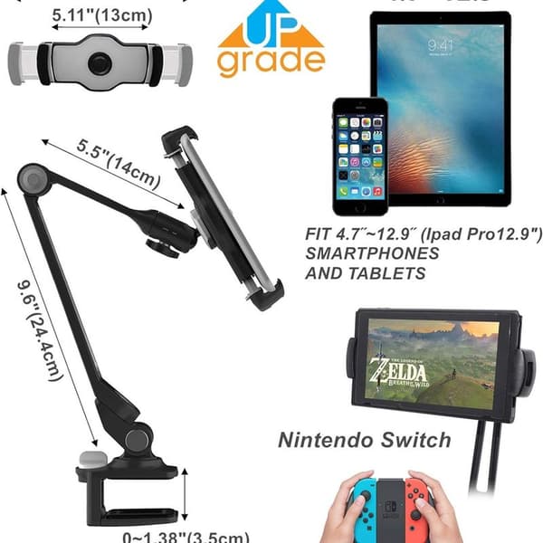 iPad skrivebordsholder, flat holder, multi-vinkel justerbar flat