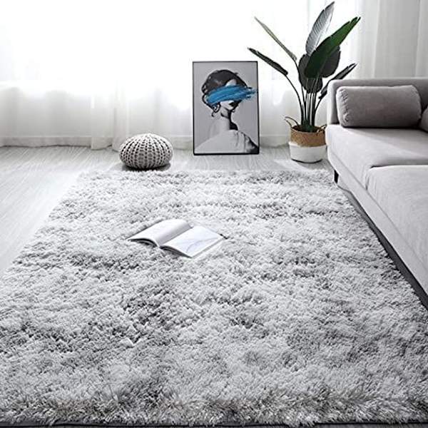 Shaggy vardagsrumsmatta 80x120 cm, mörkgrå plysch, mjuk polypropenfiber