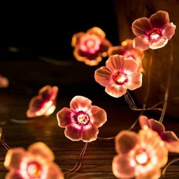 LED Sakura-lys, Cherry Blossom String, Flower Lights Strings, Pink Cherry String Lights til fest, ferie, bryllup, fødselsdag, atmosfære(2M)
