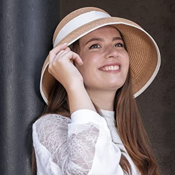 Women's Straw Hat Sun Protection Straw Hat Beach Hats Summer Foldable Floppy Travel Sun Hats for Women