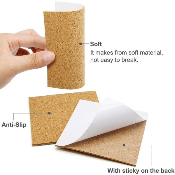 Fyrkantiga underlägg set om 6 underlägg trä kork underlägg 10x0,2 cm KLB