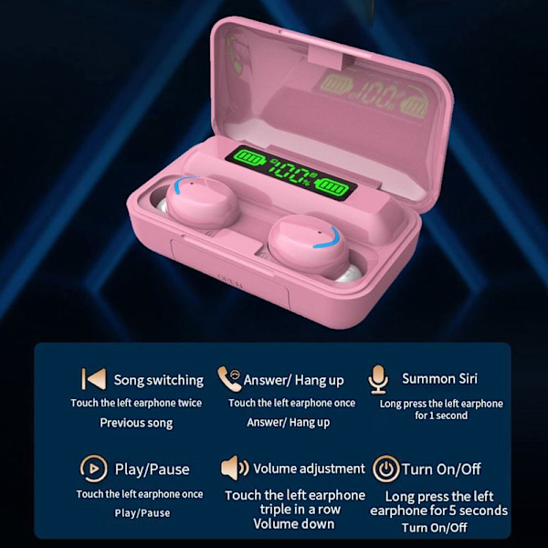 Trådløse Bluetooth 5.1 IPX5 Vanntett Ørepropper Rosa