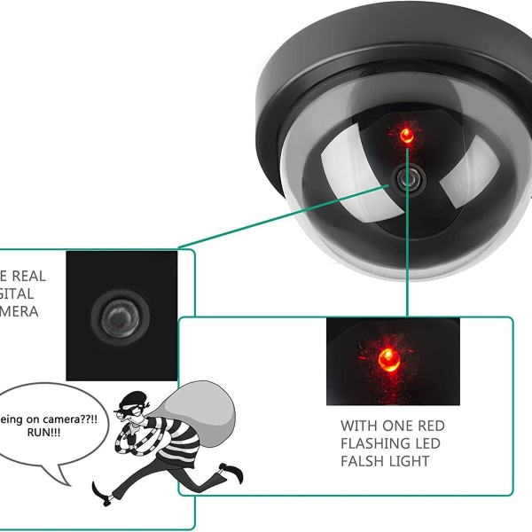 Dummy-kameror, falsk säkerhet CCTV Dome Camera med LED-blinkande ljus för företag