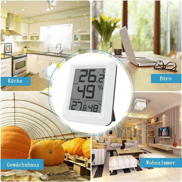 Indendørs termometer, hygrometer termometer med udendørs sensor, stue termometer, KLB