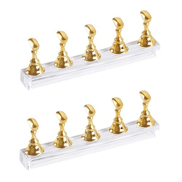 2 stk. Negle Checkerboard Holder Akryl Base Øvelsesstand (Gylden)