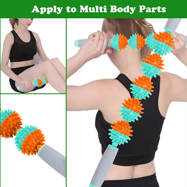Fasciemassasjevals for cellulitter, muskelvalsestang, fettfrigivelse, oransje, fem baller