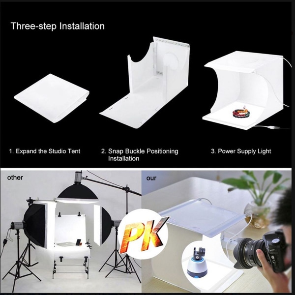 Fotostudie lysboks, mini LED fotografering skyggefri lys lampe panel pad