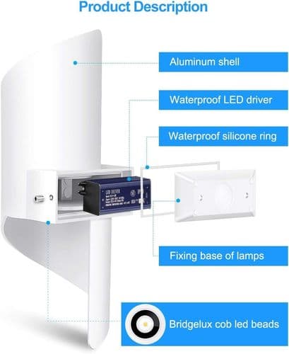 LED moderne vegglamper 12W/ Opp & Ned