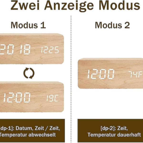 Modern LED-bordsur med röststyrning för tid, datum och temperatur