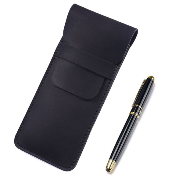 Case i äkta läder med reservoarpenna för flera pennor, svart KLB