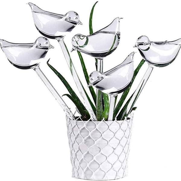 10 stk. selvvandende klare fugleformede glas kugler