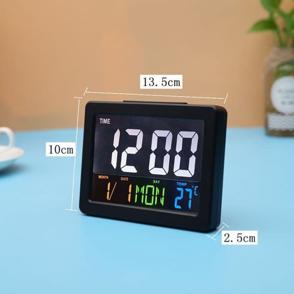 Färgskärm, datum- och temperaturvisning, väckarklocka, skrivbordsklocka (vit)