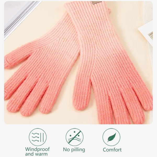 Kvinners Vinter Touchscreen Ull Magiske Hansker Varme Strikket Touc Rosa KLB