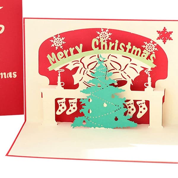Julehilsen pop-up kort, 3D julekort, vinterkort KLB