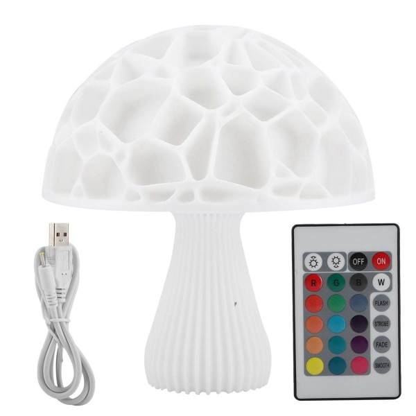 Farverig smuk RGB 3D-print champignonlampe dekoration KLB