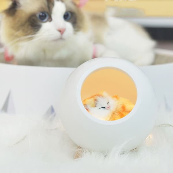 Søt kattenattlys, lite kjæledyrhus, LED-nattlampe KLB