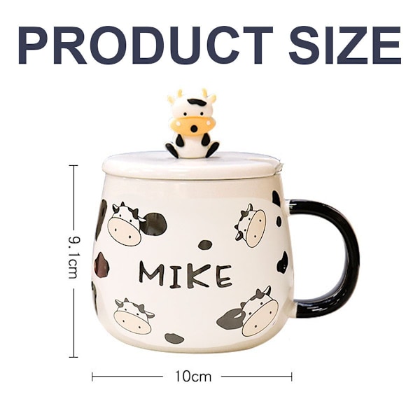 Sød ko kaffekop med smukt låg, 450 ml keramisk kop