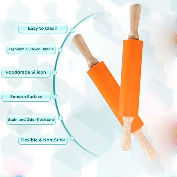 Silikonkjevle for baking - Non-stick treoverflate, oransje KLB