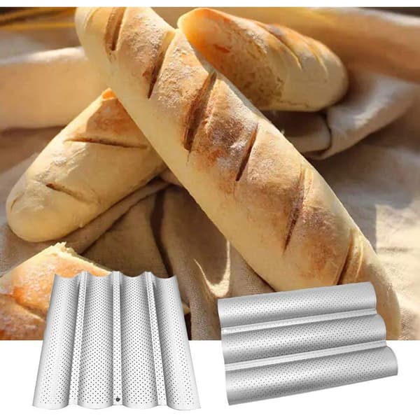 Perforerad baguetteform med non-stick-beläggning för bakning, silver KLB