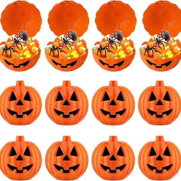 En gjenfyllbar minipumpkin pakket i en plastgresskar-organisatorboks