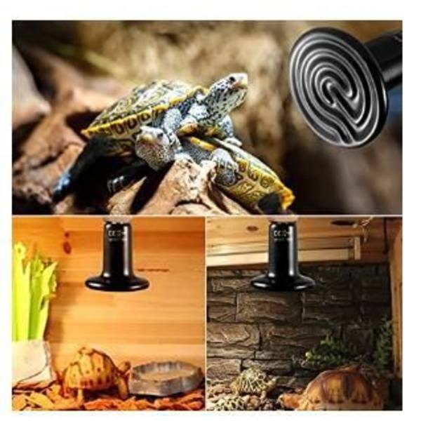 75W varmelampe til kæledyr uden emission, varmepære til padder og udrugning af kyllinger, skildpadder, akvarium, sort, 2 stk.
