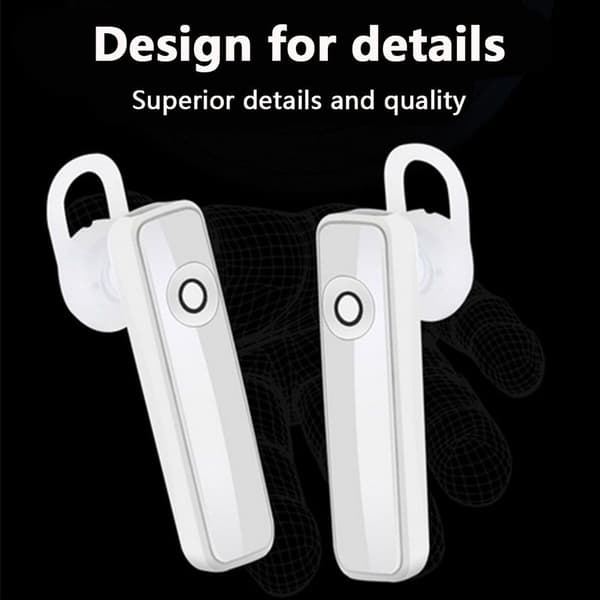 Bluetooth-headset, trådløst headset til håndfri mobilopkald i hvid