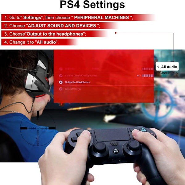 Gaming-headset for Xbox One, PS4, PC, Over-Ear-Gaming