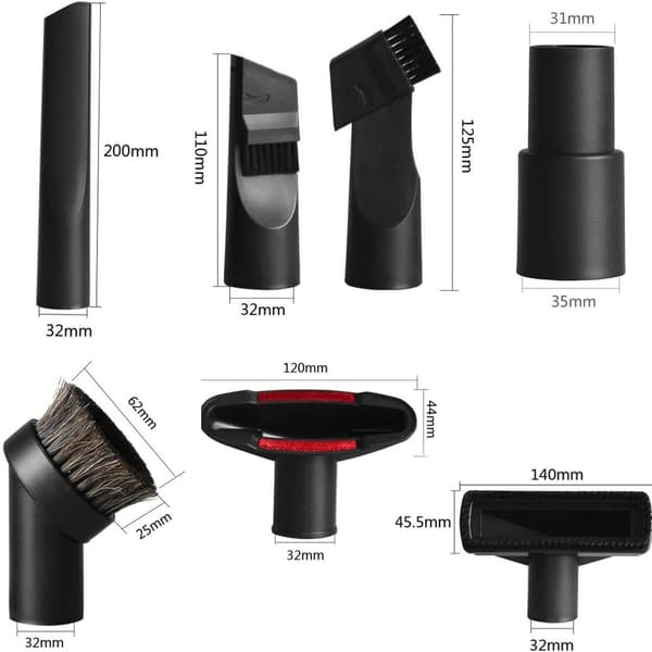 6-delad dammsugartillbehörsset, passar för 32 mm och 35 mm diameter KLB