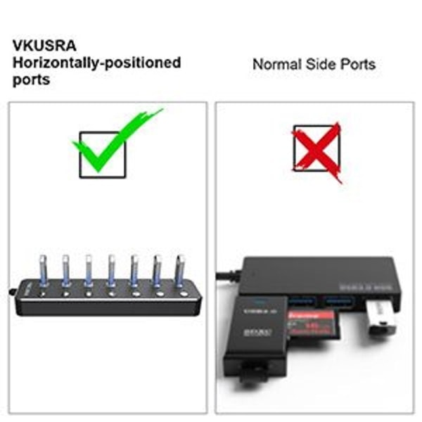 USB 3.0-hub, 7-ports USB-hub USB-adapter med individuel tænd/sluk